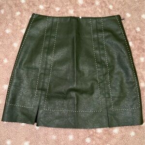 Dark Green Leather Mini Skirt